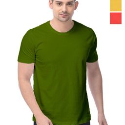 COLOR CAPITAL Unisex Pack Of 3 Solid Round Neck Cotton T-shirts-image-70
