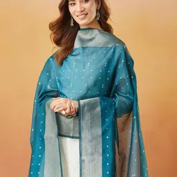 Fabindia Ethnic Motifs Woven Design Cotton Silk Dupatta with Zari-picture-7