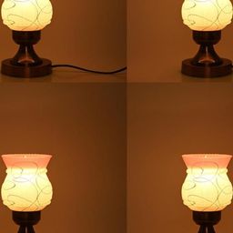 SOMIL White Set Of 4 Printed Glass Cylindrical Shaped Table Lamp-image-24