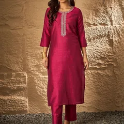 KALINI Women Embroidered Regular Kurta with Trousers-picture-14