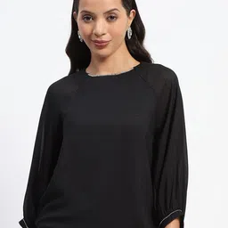 Madame Women Solid Round Neck Top-picture-26