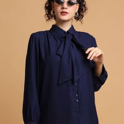 BLANC9 Women Solid Shirt Collar Shirt Style Top-image-61
