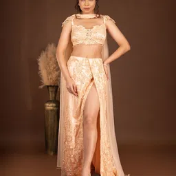 THE BEHRUZ THEORY Floral Embellished High Slit Ready to Wear Lehenga & Choli With Dupatta-picture-29