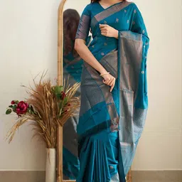 AMRUTKALA SAREES Ethnic Motifs Woven Design Zari Banarasi Saree-image-82