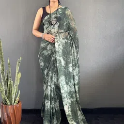 FLOURIOUS Tie and Dye Printed Pure Georgette Saree-26