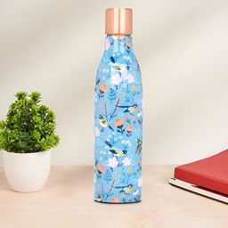 Living scapes by Pantaloons Blue & White Single Copper Printed Water Bottle-image-15