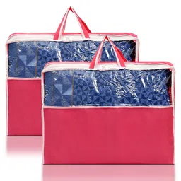 Kuber Industries Pink Set of 2 Regular Multi-Utility Organisers-1