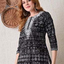 PHYSIL Geometric Printed Round Neck Pure Cotton Kurta-image-84