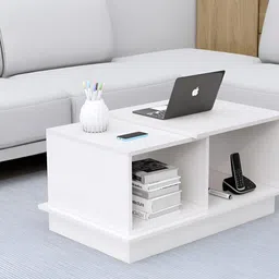 HEXA RED White Textured Wooden Rectangle Coffee Table-17