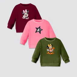 Boys & Girls Printed Cotton Blend Regular T Shirt (Multicolor, Pack of 3)-31