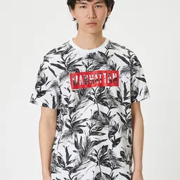Koton Men Floral Printed Round Neck Cotton T-shirt-image-54