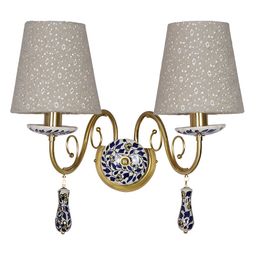 Fos Lighting Beige & White Printed Aluminium Frustum Shaped Wall Lamp-image-36