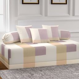 Arrabi 6-Pc Brown & Beige Geometric Printed Skin-Friendly Superfine Quality Diwan Set-0