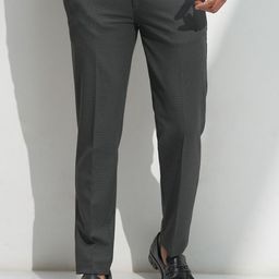 HIGHLANDER Men Checked Slim Fit Formal Trousers-image-41