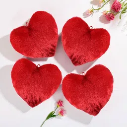 Kuber Industries 4Pcs Red Pre-Filled Plushie Cushions image 1