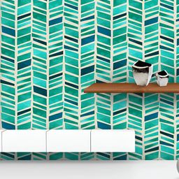 ArtzFolio Printed UV-Resistant Anti-Bacterial Green Lines Peel & Stick Wallpaper-image-42