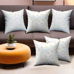 Myntra Elegant Homes Grey & Gold-Toned 5 Pieces Floral Velvet Square Cushion Covers-43