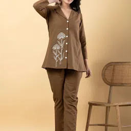 Readiprint Embroidered Lapel Collar Shirt With Trouser-image-19