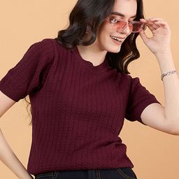 CLAPTON Women Woollen Anti Static T-shirt-image-59