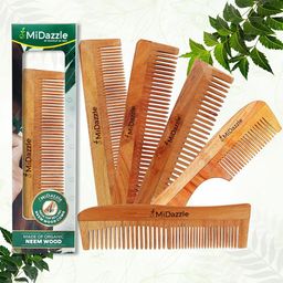 Omidazzle Set Of 2 Premium Curl Hair Brush & Neem Wood Comb For Hair Styling-45