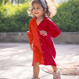 Peekaaboo Kids Girls Solid Puff Sleeve Shirt Dress-10