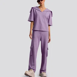 Muvazo Oversized Collar Top & Trousers Co-Ords-image-44
