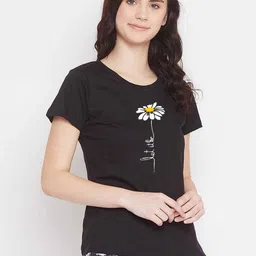 Moda Rapido Women Floral Printed Round Neck Cotton T-shirt-picture-14