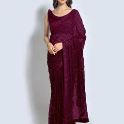 Moda Rapido Embellished Sequinned Pure Georgette Saree-image-53