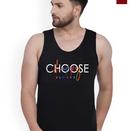 SLOWLORIS Pack Of 2 Printed Combed Cotton Gym Vests VSL26 CMB(CHS BLACK)(KEEP MAROON)-picture-49