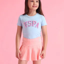 U.S. Polo Assn. Kids Girls Pleated Pure Cotton Skorts-image-38