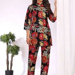 Kiana House Of Fashion Printed Boat Neck Three Fourth Sleeves Tunic & Trousers Co-Ords-picture-47