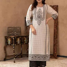 Juniper Women Ethnic Motifs Embroidered Regular Sleeves Kurta-image-11