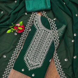 SHADOW & SAINING Embroidered Silk Georgette Unstitched Dress Material-picture-8