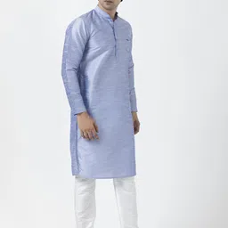 DEVOILER Men Regular Dupion Silk Kurta with Pyjamas image 4