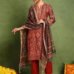 Tahiliya Floral Printed Chanderi Silk Dupatta-15