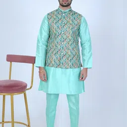 Aadi Shuddh Men Blue Kurta Sets-image-99