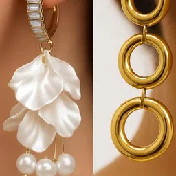 ISHTAARA Pack of 3 Gold-Plated Drop Earrings-picture-41