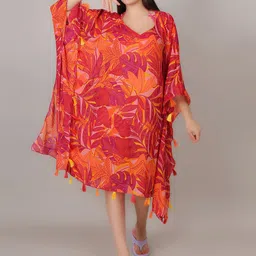 mod & shy Printed V-Neck Kaftan Swimwear CoverupTop-image-18