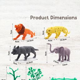 Aditi Toys Set of 15 Piece Wild Animal Set with Trees & Fence Educational Playset image 4