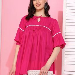 Moda Rapido Women Pink Solid Viscose Rayon Tops-picture-21