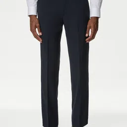 Marks & Spencer Men Solid Mid-Rise Tapered Fit Formal Trousers-image-5