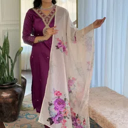 CaniBani Purple Viscose Rayon Kurta Sets-picture-48