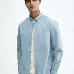 H&M Pure Cotton Regular Fit Corduroy Shirt-picture-7