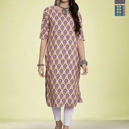 Moda Rapido Selection Of 3 Floral Printed Round Neck Straight Kurtas-image-52