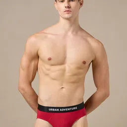 URBAN ADVENTURE Men Mid-Rise Anti Bacterial Basic Briefs 1UAM-005-B(RED)-98