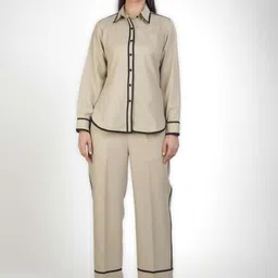 KOVET Linen Shirt Collar Neck Shirt With Trouser Co-Ords-picture-37