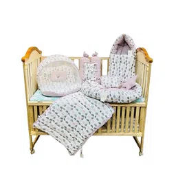 Fareto Infants Lavender Coloured & White Printed Cotton Baby Bed Set-11