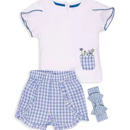 My Milestones Girls Checked T-shirt with Shorts-image-33