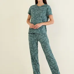 Sweet Dreams Floral Printed Round Neck Pure Cotton T-shirt & Pyjamas-picture-9
