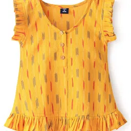 JAV CREATIONS Print Flutter Sleeve Cotton Top-image-96